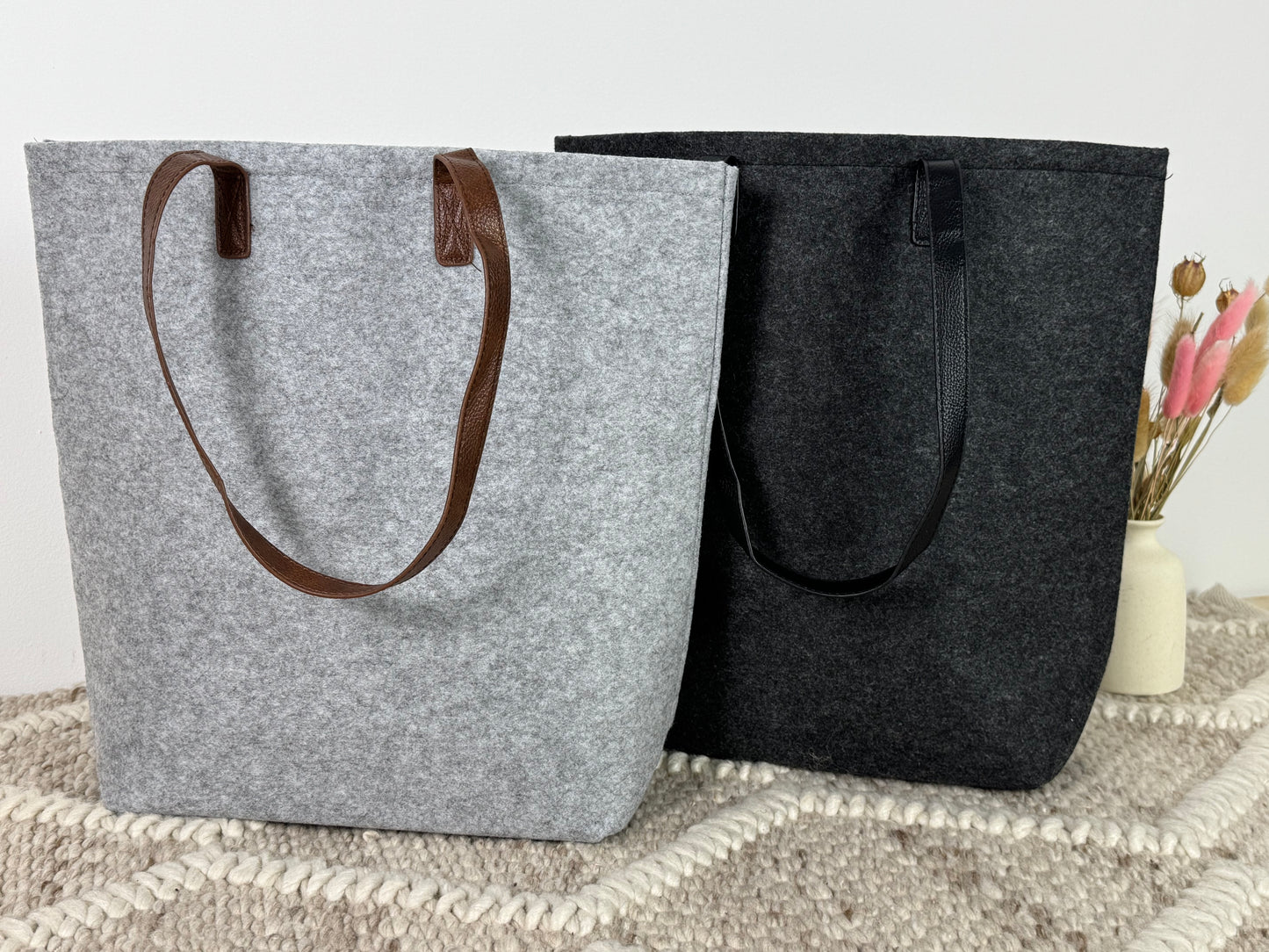 Filz Shopper mit Kunstleder Henkel