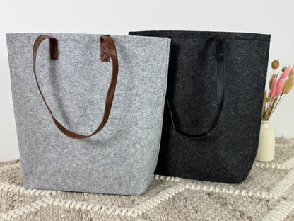 Filz Shopper mit Kunstleder Henkel