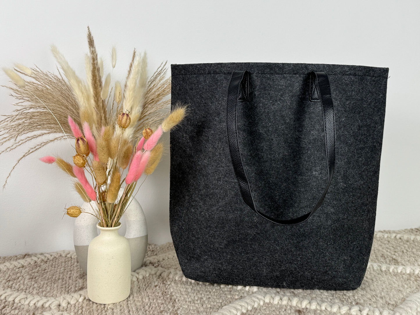 Filz Shopper mit Kunstleder Henkel
