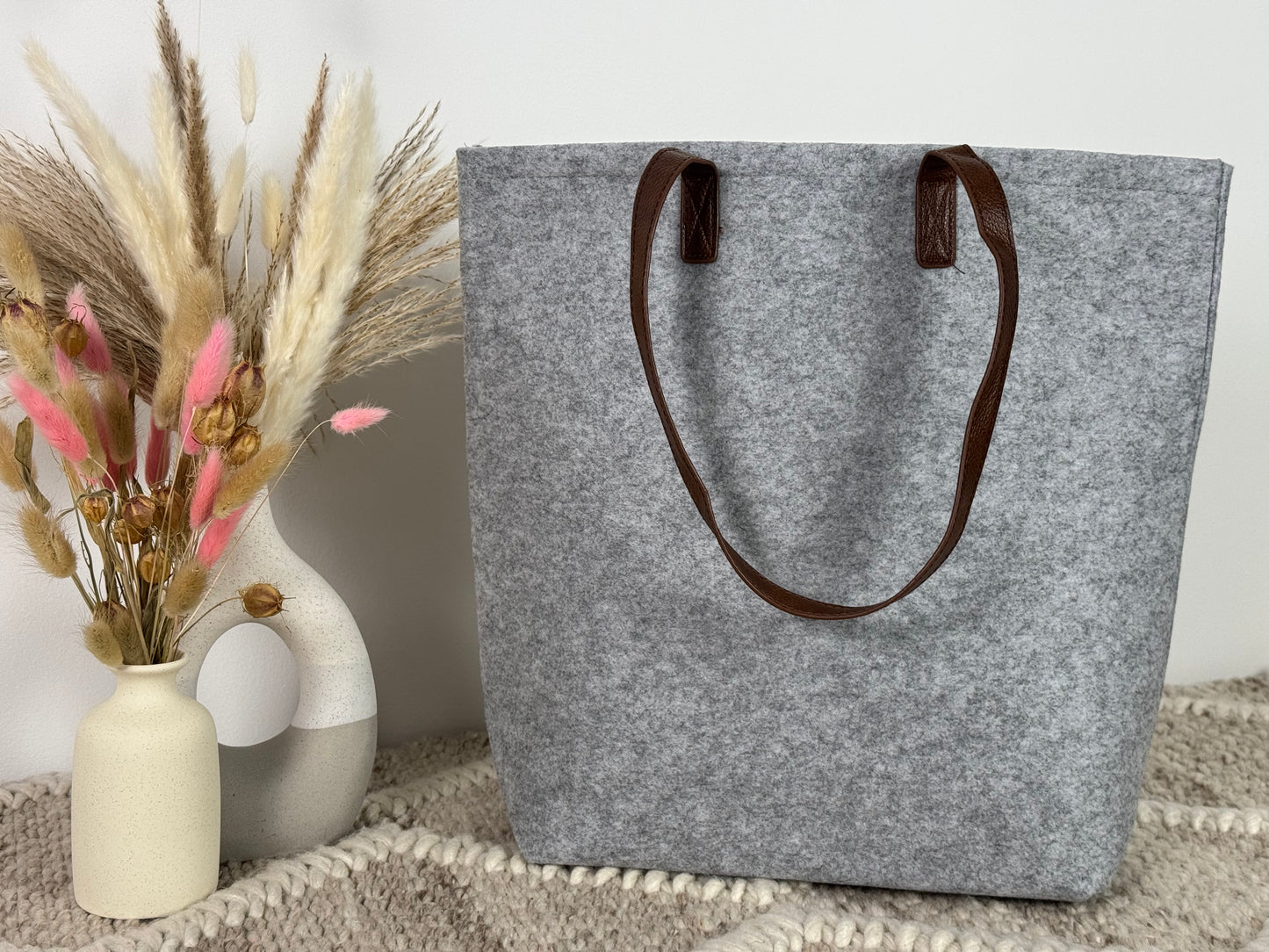 Filz Shopper mit Kunstleder Henkel