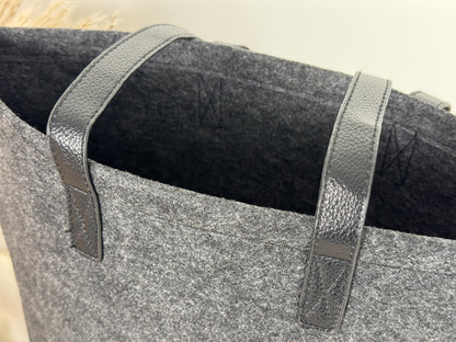 Filz Shopper mit Kunstleder Henkel