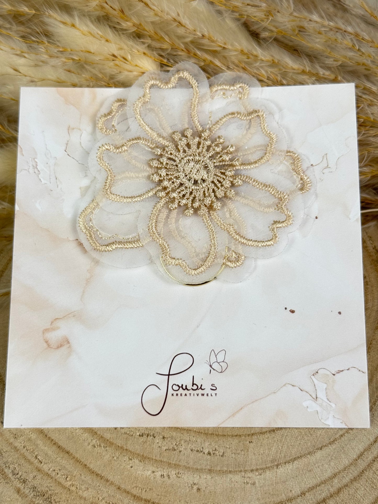 Big Flower - Organza Beige bestickt!